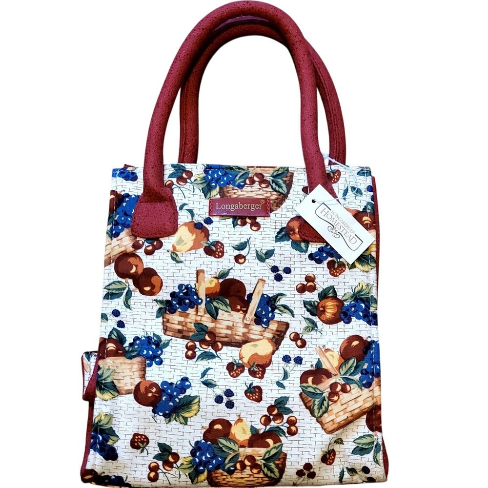 New Longaberger Homestead Collection Fruit Handbag Purse Tote Bag Small